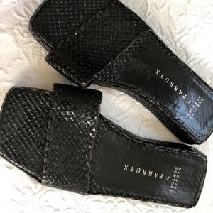 Barney's New York Black Leather Woven Sandals